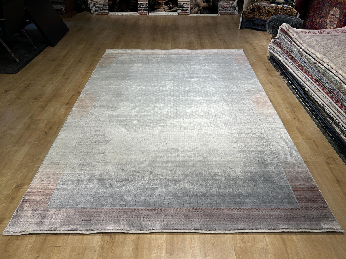 7x10 ft Gray Brick Colour Bamboo Rug, Minimalist Modern Rug