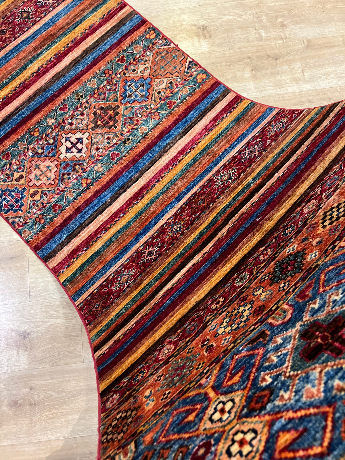 3x10 ft Colourful Ethnic Pattern Wool Rug, Traditional Anatolian Style Decor rug