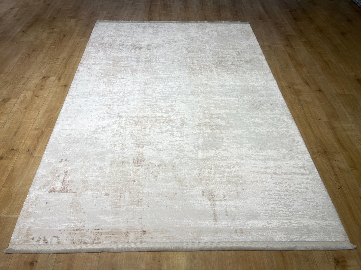 5x8 ft Ivory Brown Abstract Bamboo Rug - Modern Minimalist Rug