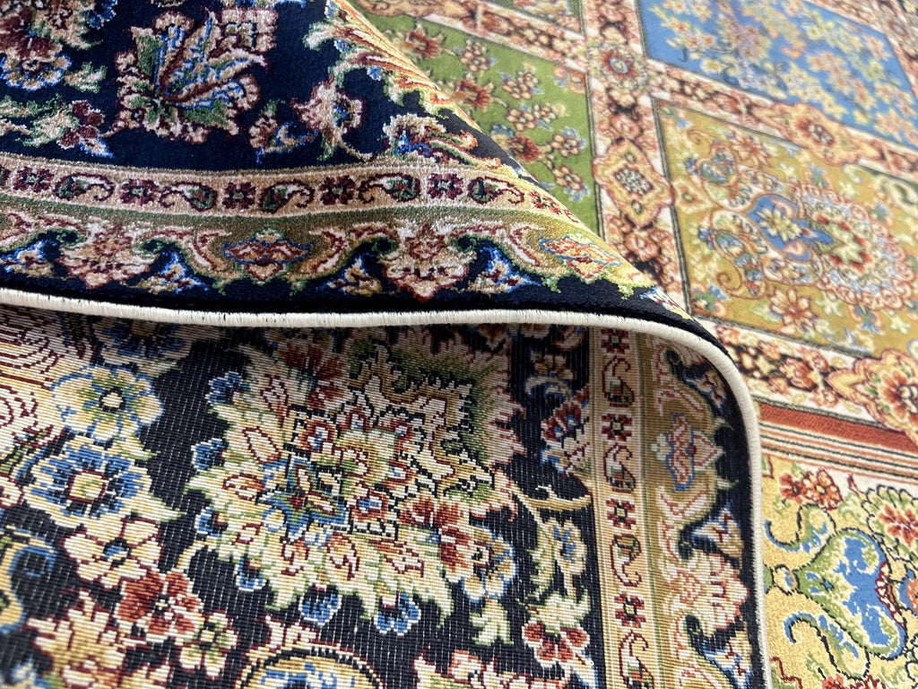 Dark Blue Silk Rug 7x10 ft, Traditional Oushak Style