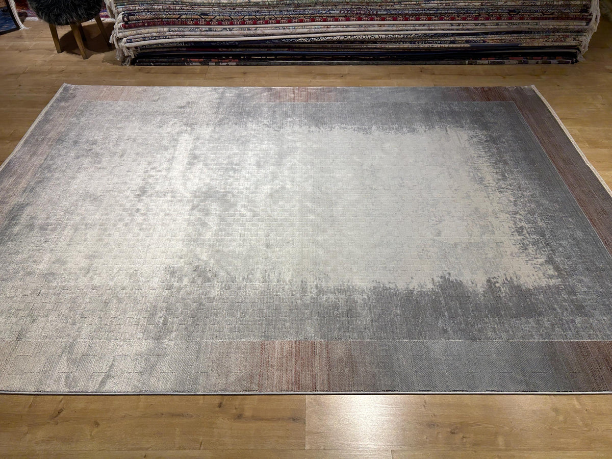 7x10 ft Gray Brick Colour Bamboo Rug, Minimalist Modern Rug