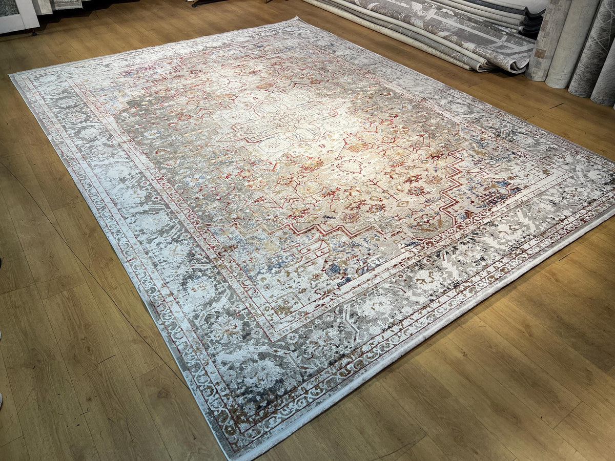 Gray Bamboo Rug, 10x13 ft, Large Classic Traditional Area Rug