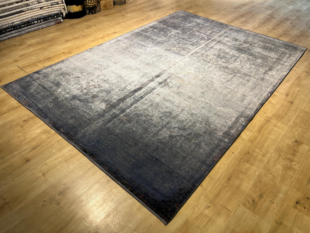 7x10 ft Gold Gray and Smoky Colors Bamboo Modern Carpet, Antique Distressing Pattern
