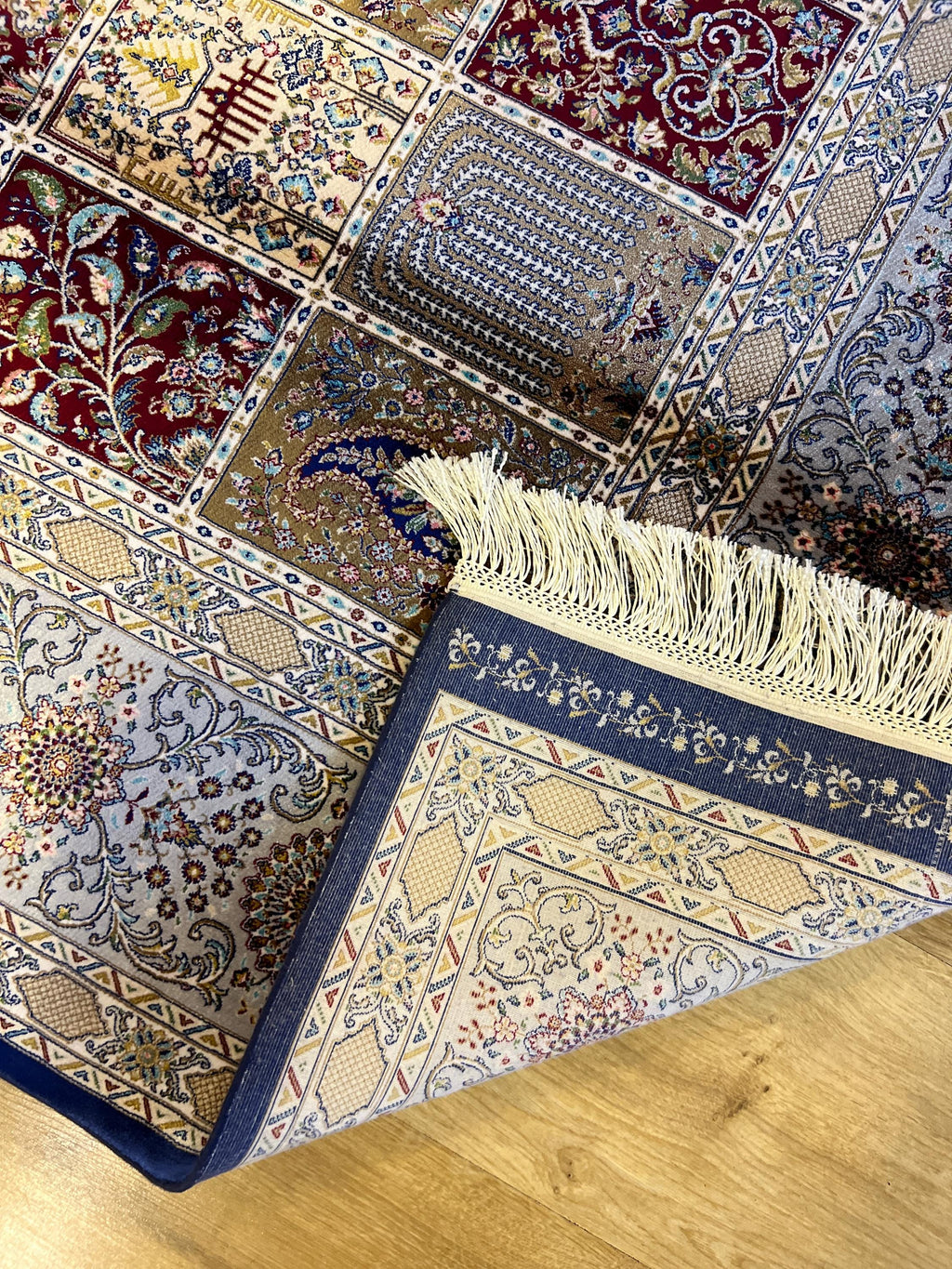 7x10 ft Blue Silk Rug, Classic Traditional Design, Luxury Turkish Style