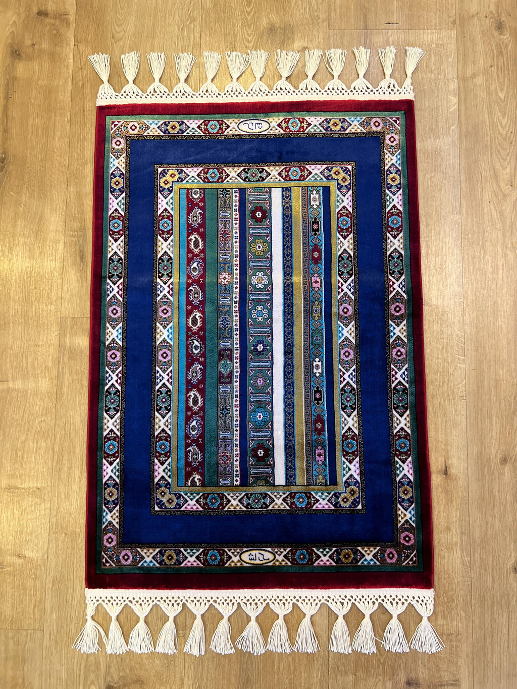 Blue Red Anatolian Style Luxury Silk Decorative Rug, Tapestry
