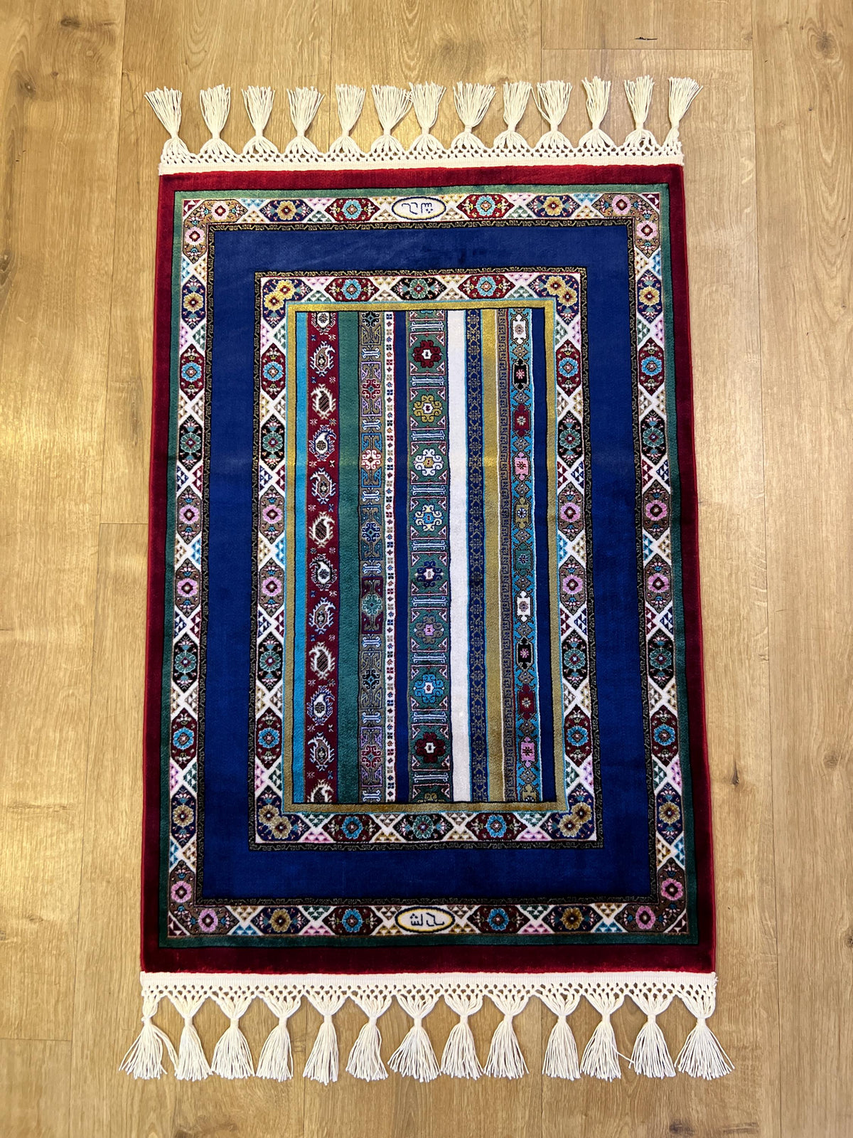 Blue Red Anatolian Style Luxury Silk Decorative Rug, Tapestry
