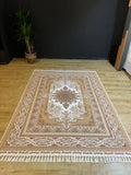 5x8 ft Gold Silk Rug, Classic Medallion Design Turkish Carpet