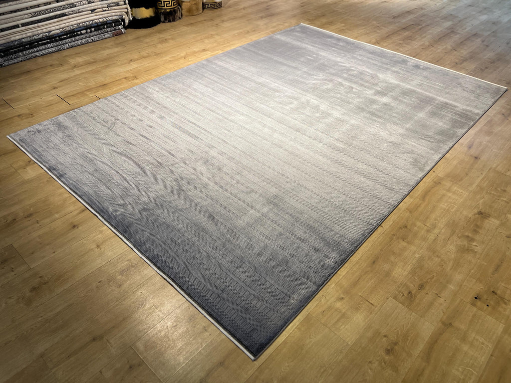 7x10 ft Gray Modern Bamboo Rug with Minimalist Design
