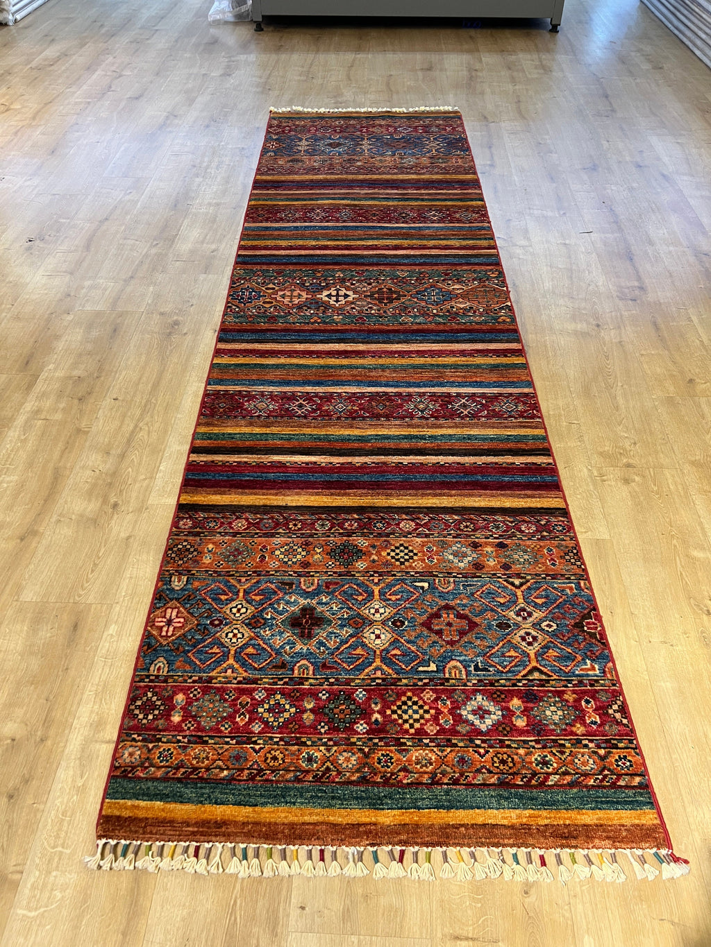 3x10 ft Colourful Ethnic Pattern Wool Rug, Traditional Anatolian Style Decor rug
