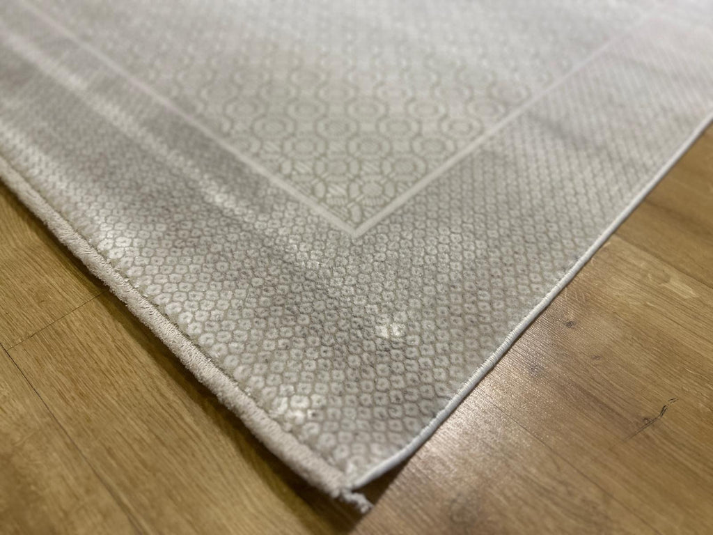 5x8 ft Ivory Bamboo Rug, Modern Bordered Bamboo Carpet