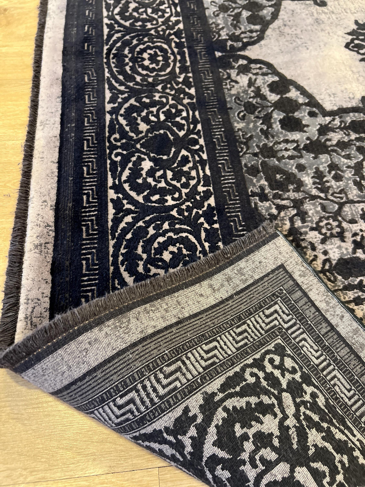 Black Bamboo Area Rug, Turkish Carpet, 5x8 ft
