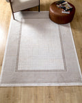 Gray Gold Geometric Bamboo Rug with Modern Patterns