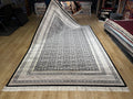 Black Silk Rug with Beige Floral Pattern, Classic Turkish Rug