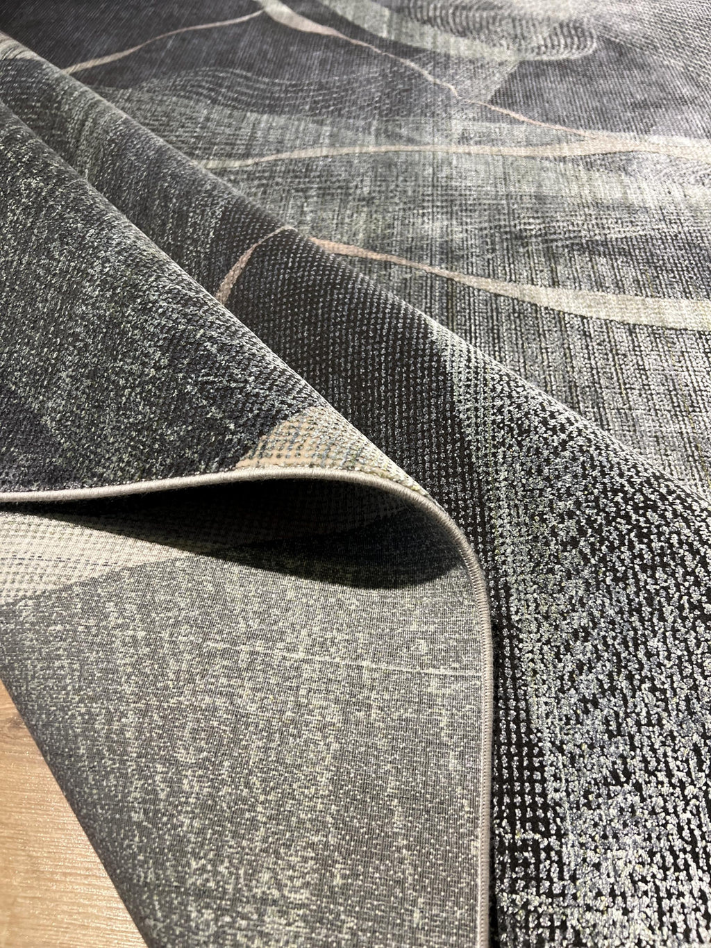 7x10 ft Gray Green Bamboo Rug with Abstract Modern Design