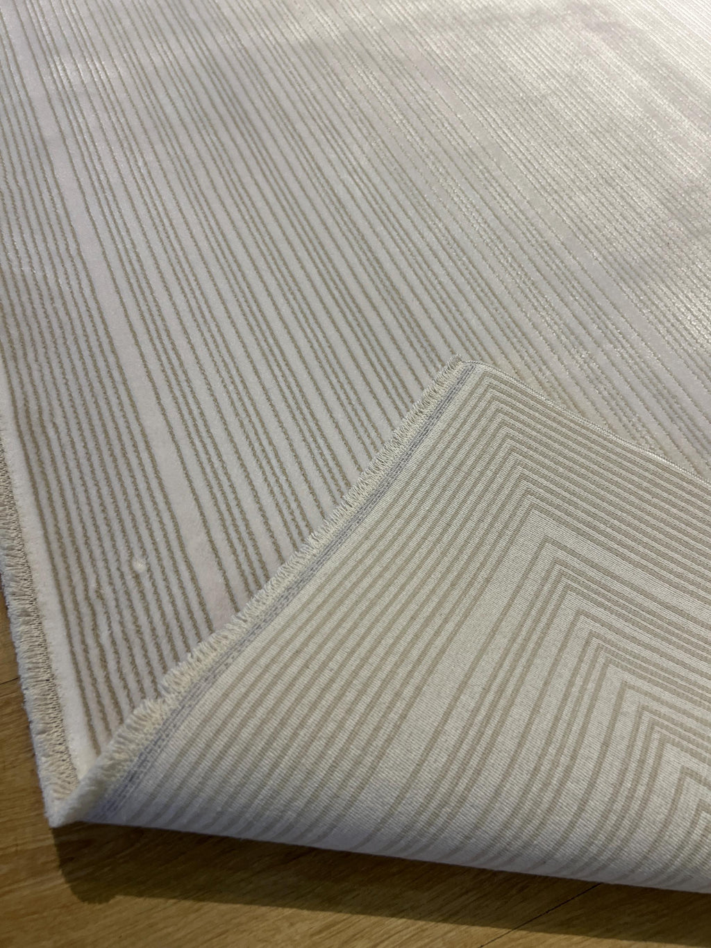 7x10 ft Ivory Cream Bamboo Rug, Striped Modern Bamboo Carpet