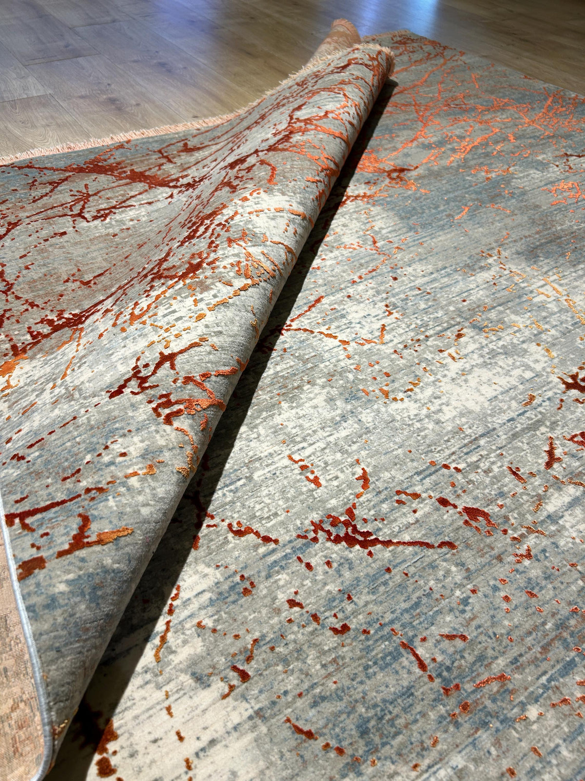 5x8 ft Gray Terracotta Color Bamboo Rug, Contemporary Abstract Home Decor