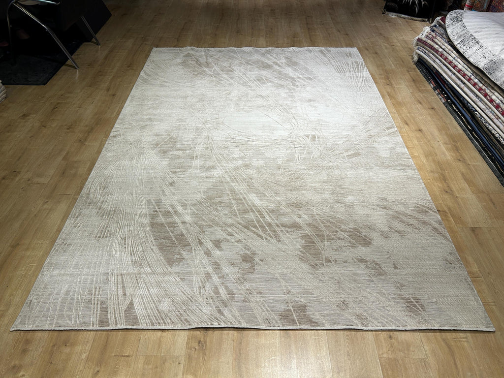Beige Modern Bamboo Rug with Abstract Striped Patterns Rug