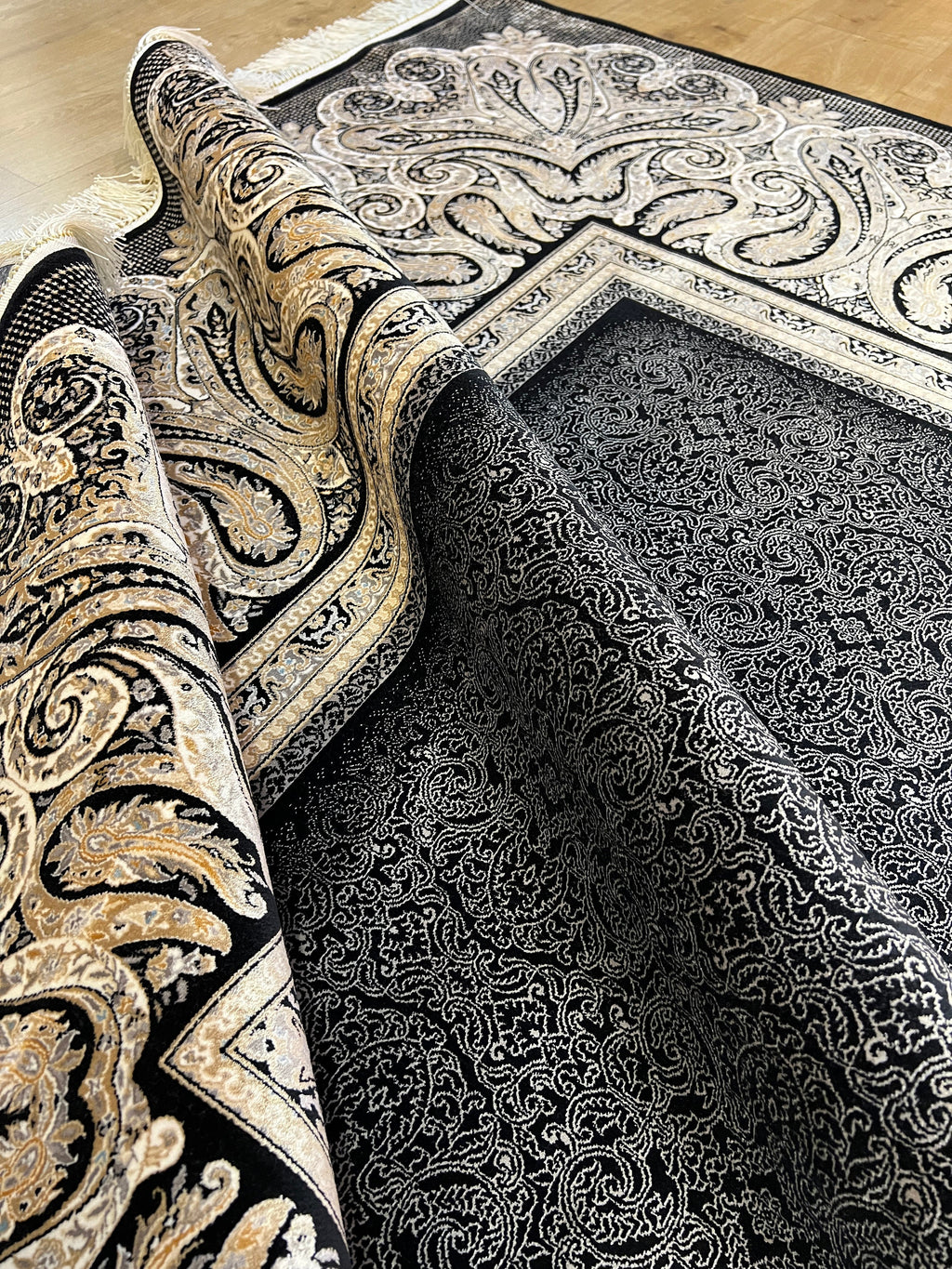 Black Silk Rug, Luxury Style Home Decor, Turkish Carpet