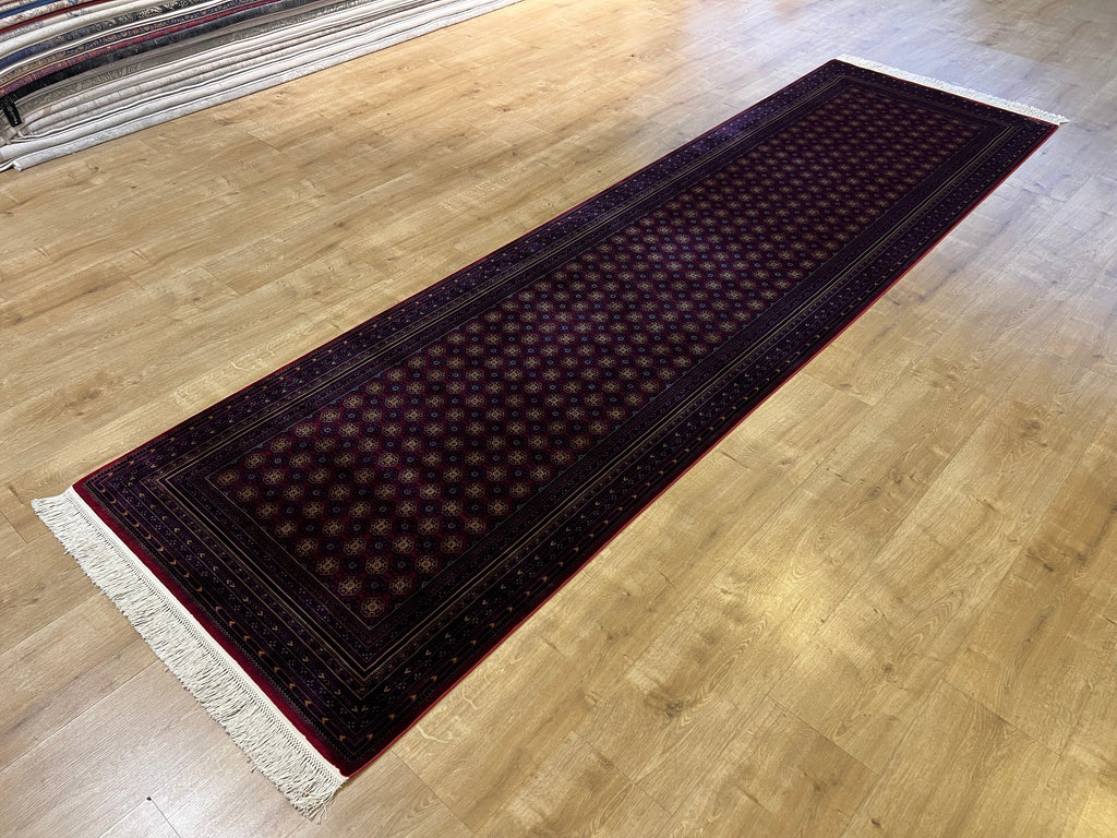 Red Silk Runner Rug, 3x10 ft, Traditional Turkish Style Luxury Rug