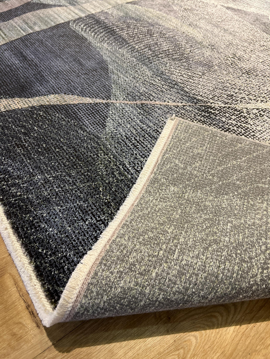 7x10 ft Gray Green Bamboo Rug with Abstract Modern Design