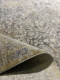 7x10 Ft Gray Yellow Bamboo Rug with Antique Distressed Pattern