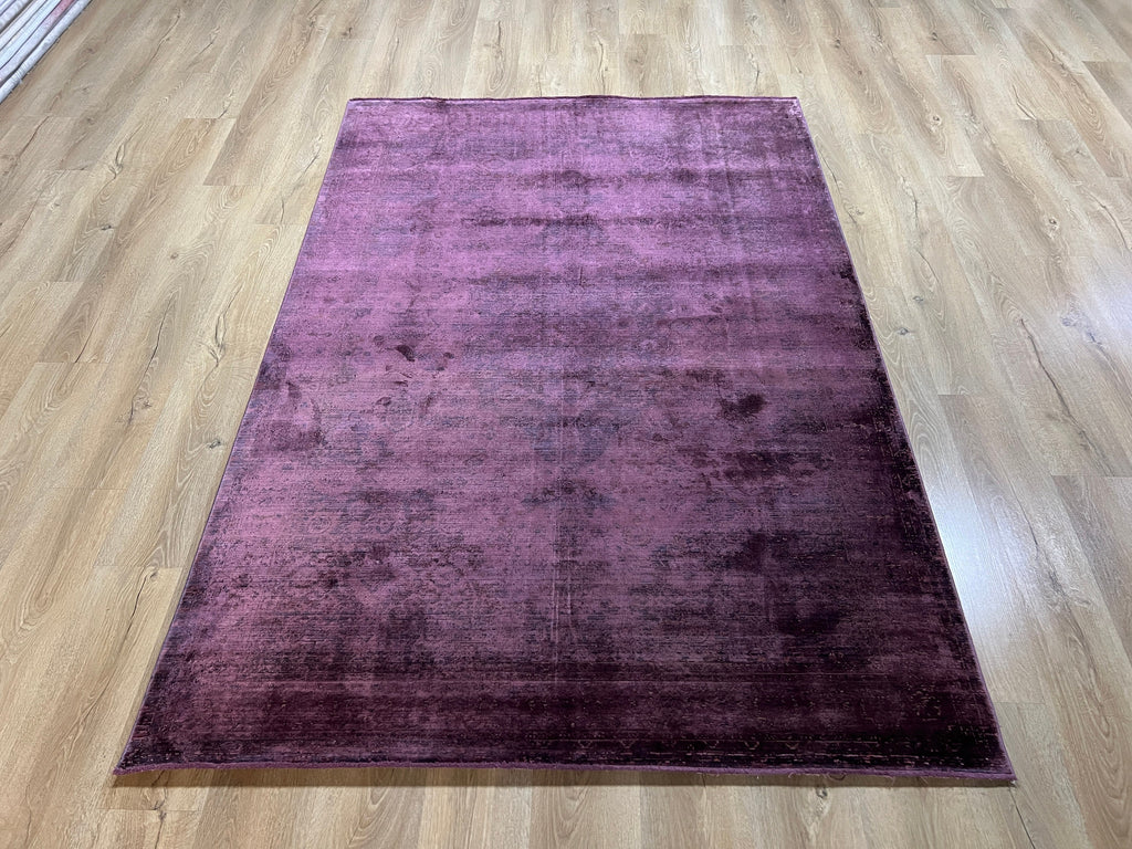 5x8 ft Plum Colour Bamboo Rug, Turkish Home Decor