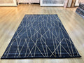 Modern Turkish Black Rug, Bamboo Acrylic, 5x8 ft