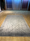 7x10 Ft Gray Modern Bamboo Rug with Geometric Pattern