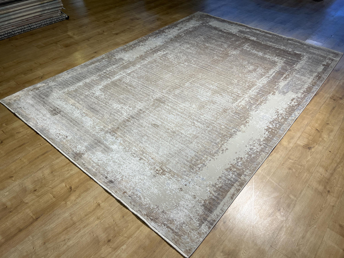 7x10 ft Brown Gray Abstract Bamboo Area Rug, Luxury Home Decor