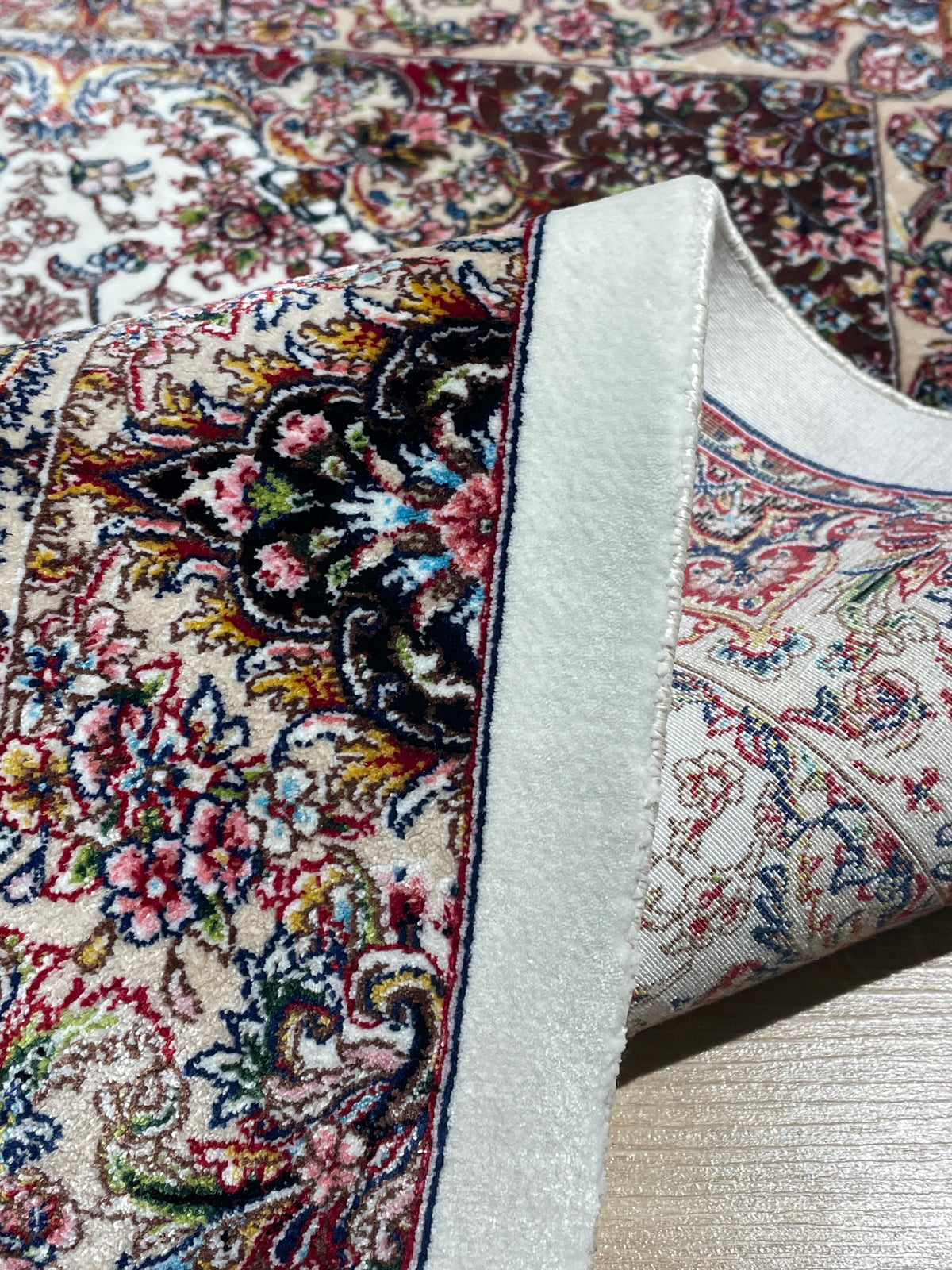 Cream Small Silk Rug, Ornate Medallion Silk Carpet, Luxury Home Decor