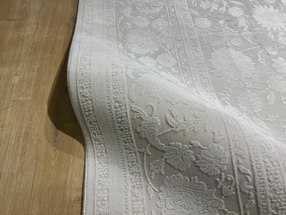 Ivory Rug, Floral Desigm Carpet, Turkish Home Decor