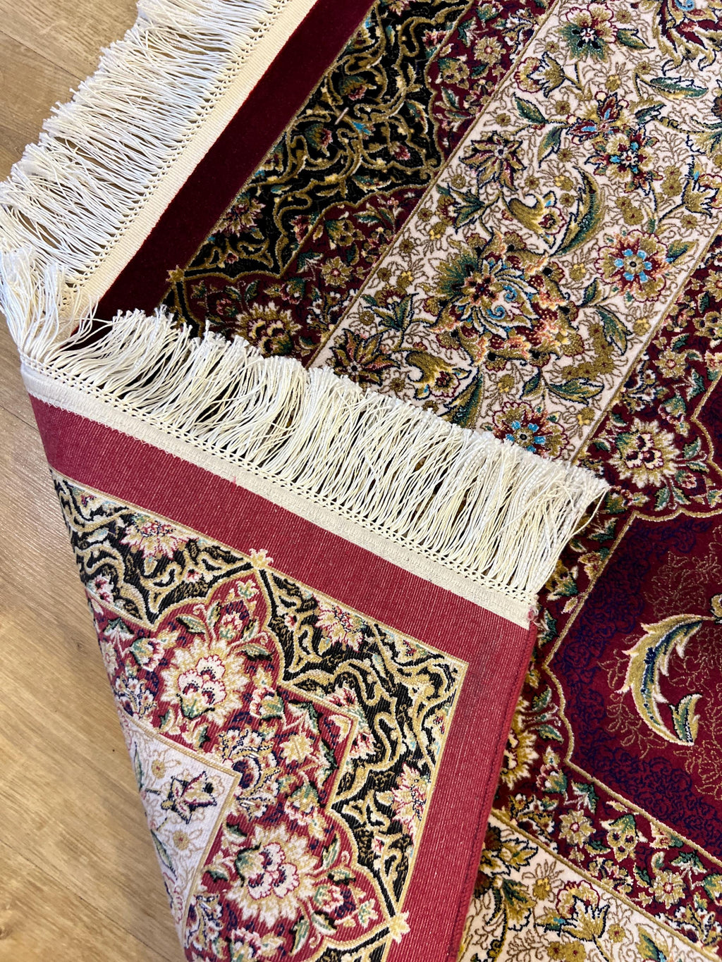 Red Modal Silk Turkish Carpet, Palace Style Rug, 7x10 ft