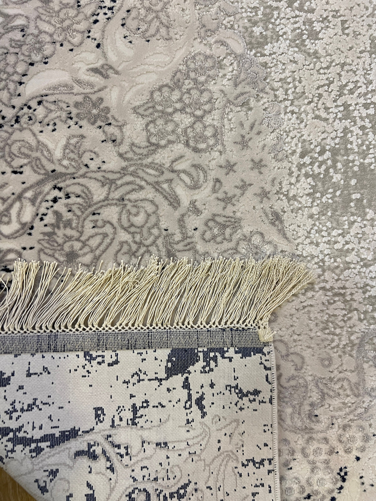 Blue Gray Bamboo Rug, Medallion Design Rug, 5x8 ft
