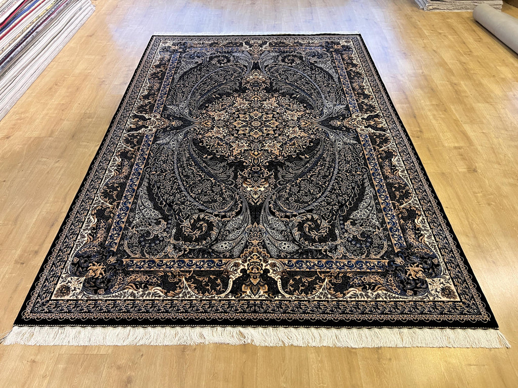7x10 Modal Silk Rug, Ornate Medallion Pattern, Luxury Turkish Large Carpet