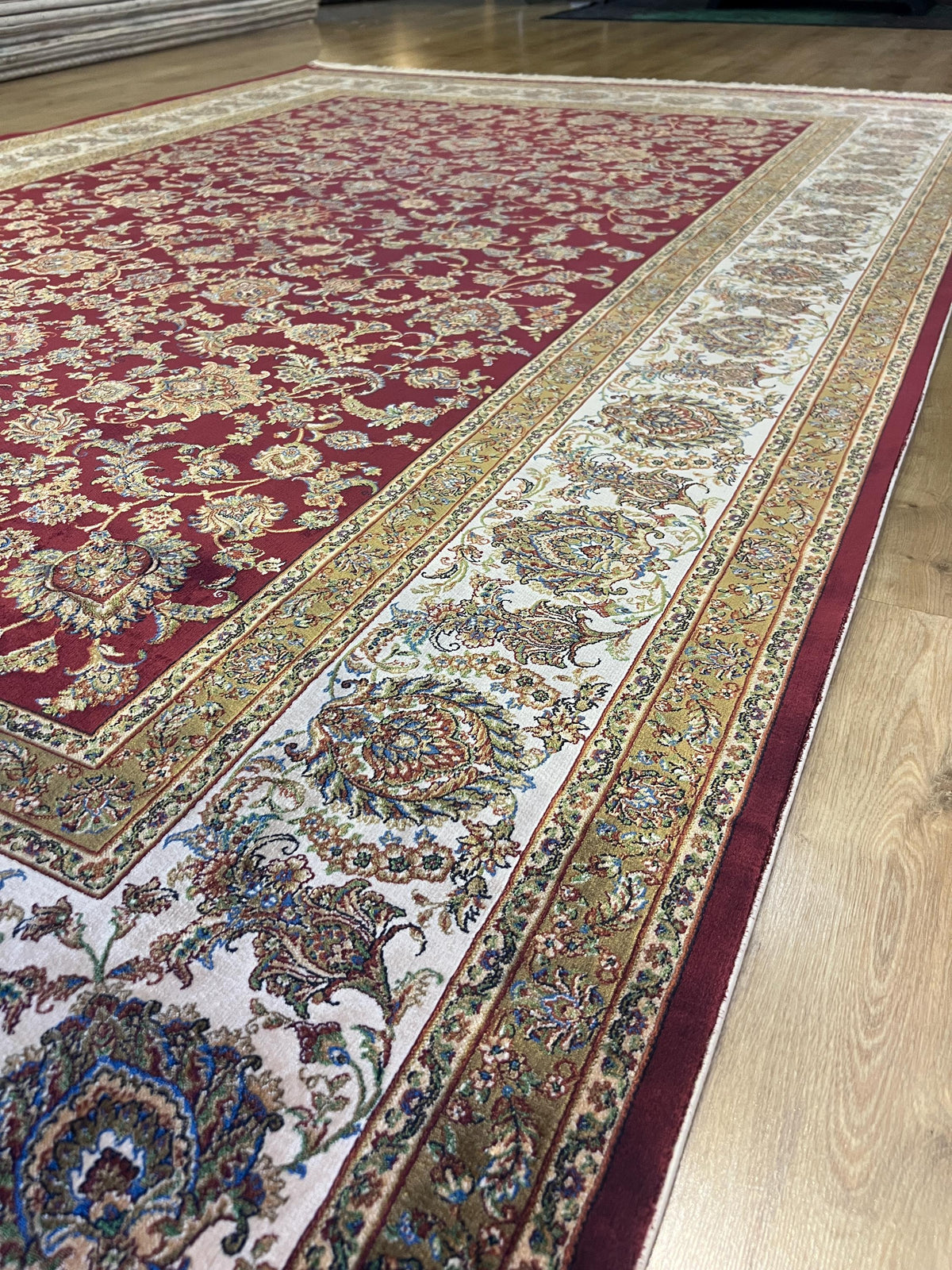 7x10 ft Red Silk Bamboo Rug , Traditional Floral Pattern Classic Carpet