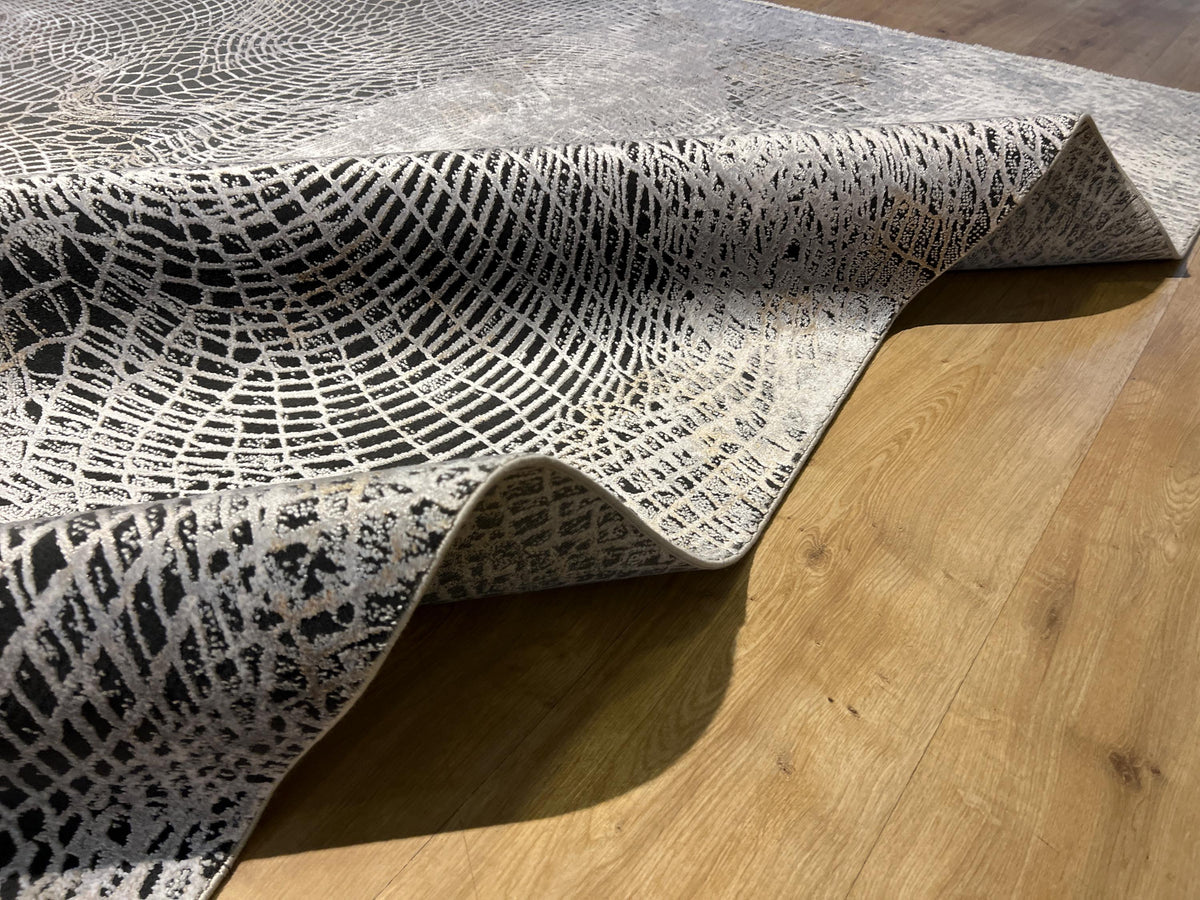 7x10 Ft Gray Abstract Line Bamboo Area Rug