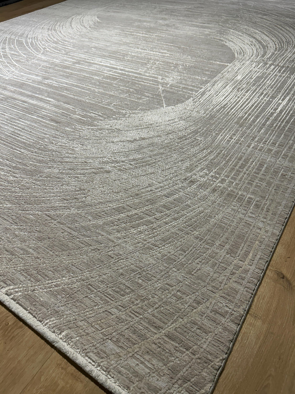Beige Bamboo Rug with Abstract Striped Modern Patterns