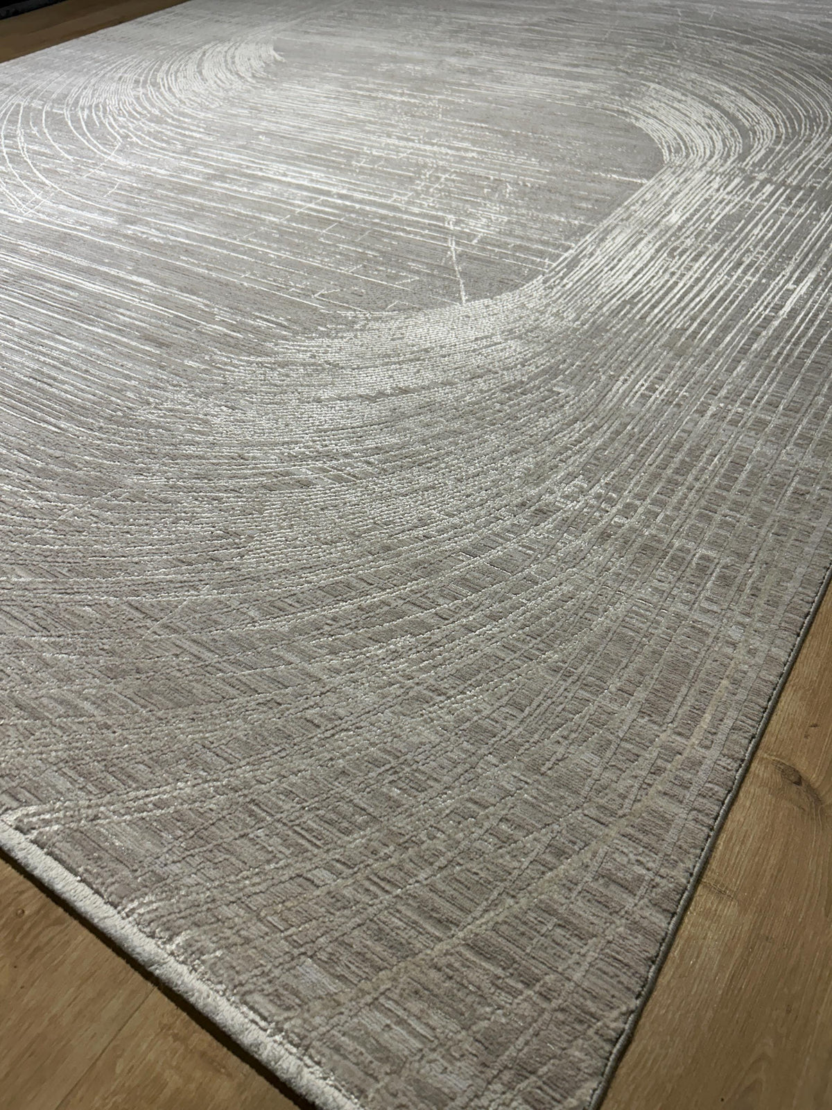 Beige Bamboo Rug with Abstract Striped Modern Patterns