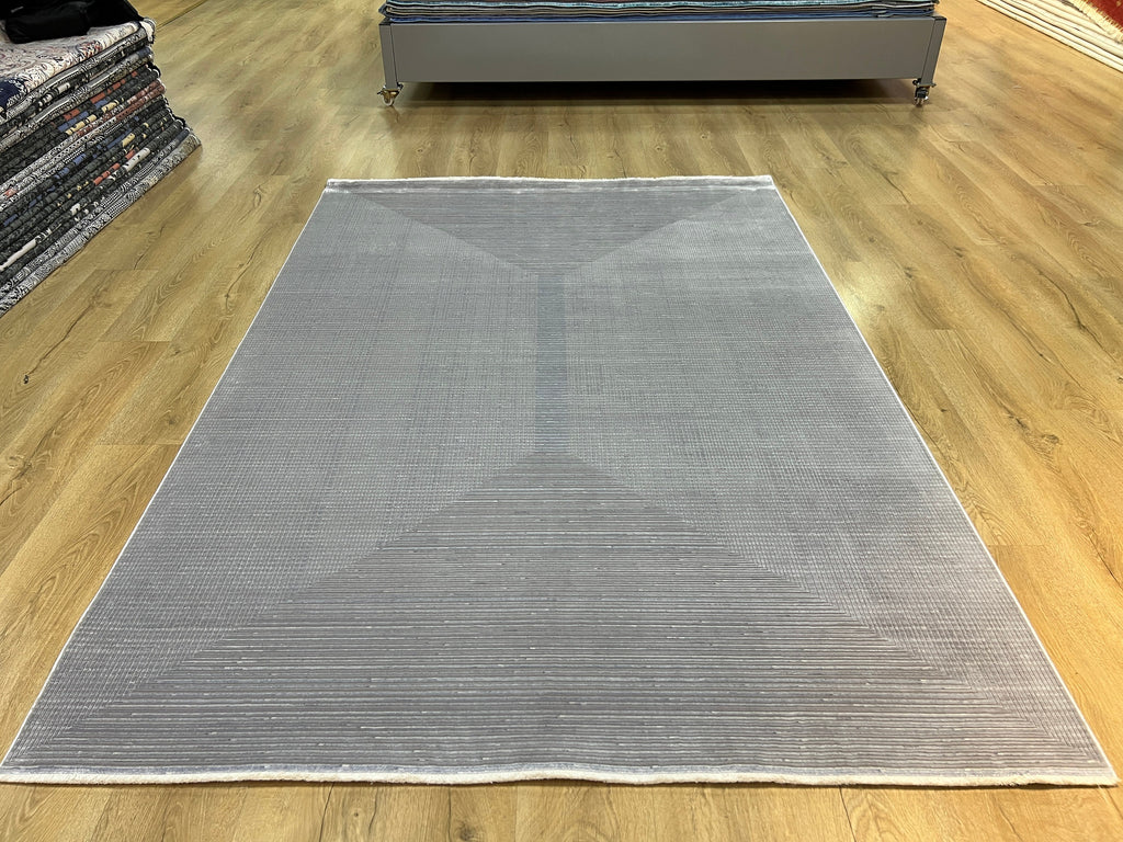 5x8 ft Ivory Cream Bamboo Rug, Striped Modern Bamboo Carpet