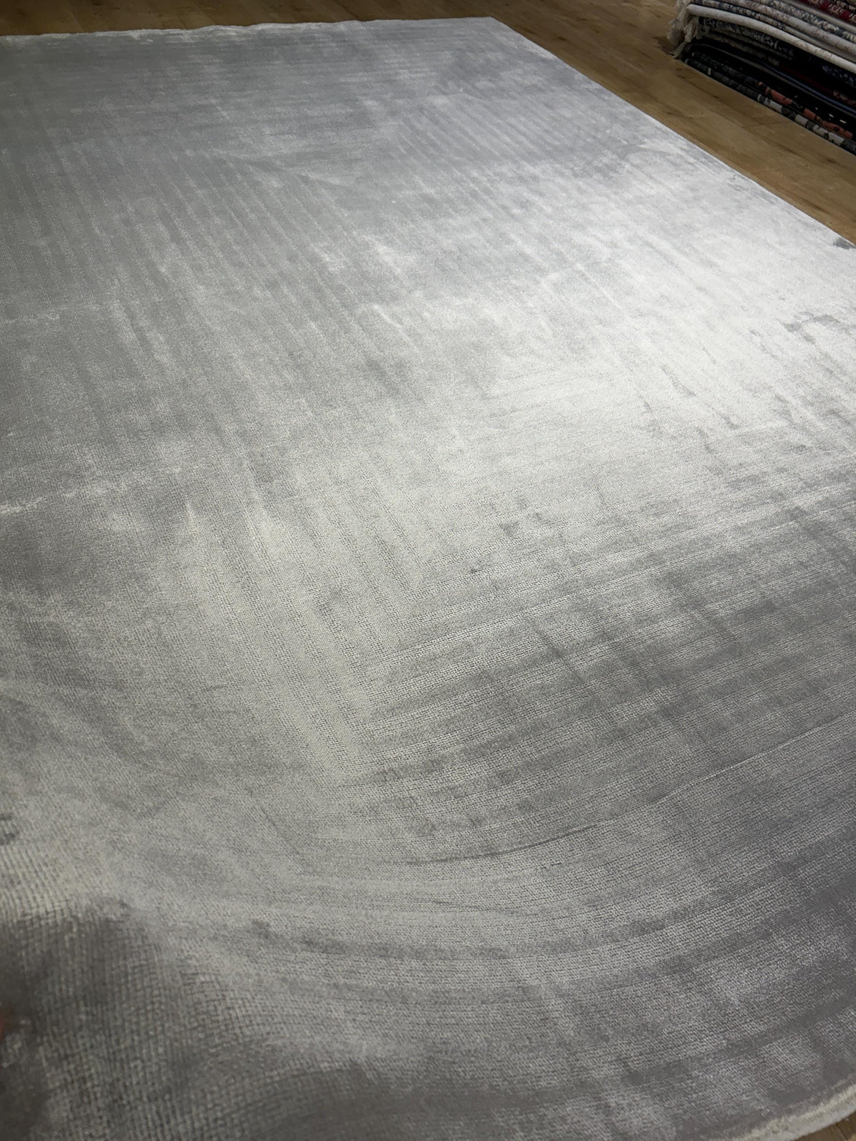 7x10 ft Ivory Bamboo Rug, Minimalist Modern Rug