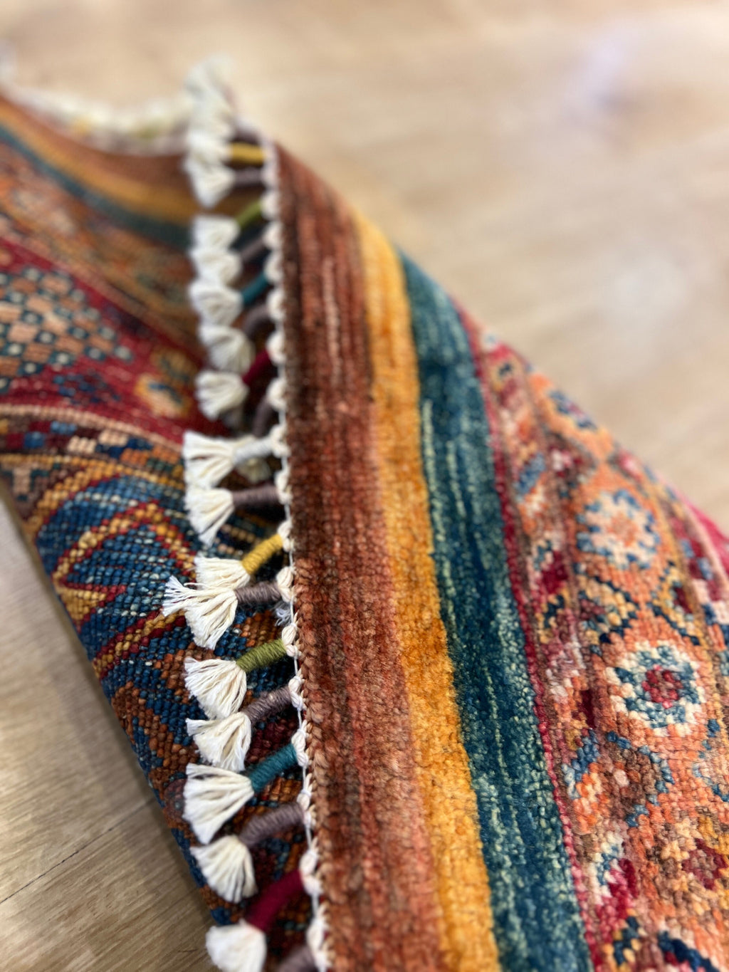 3x10 ft Colourful Ethnic Pattern Wool Rug, Traditional Anatolian Style Decor rug
