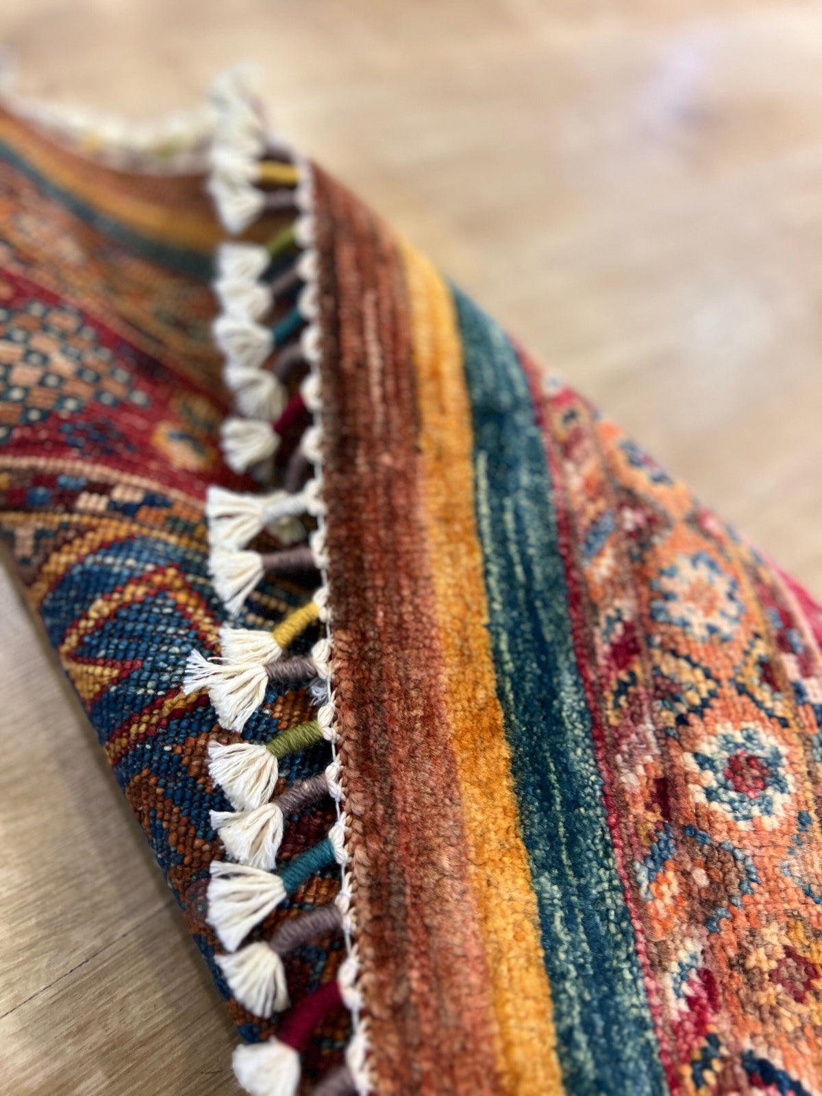 3x10 ft Colourful Ethnic Pattern Wool Rug, Traditional Anatolian Style Decor rug