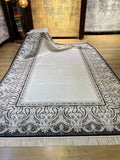 Cream Silk Rug, Black Framed Elegant Style, Luxury Home Decor