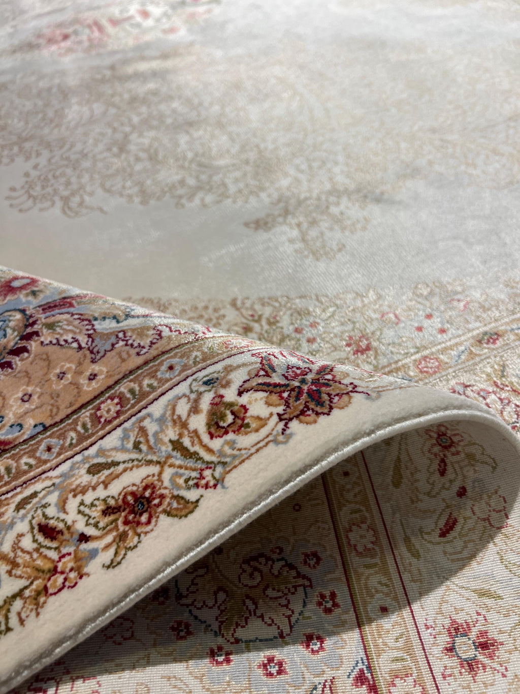 Cream Medallion Silk Rug, Turkish Style Home DEcor, 8x11 ft