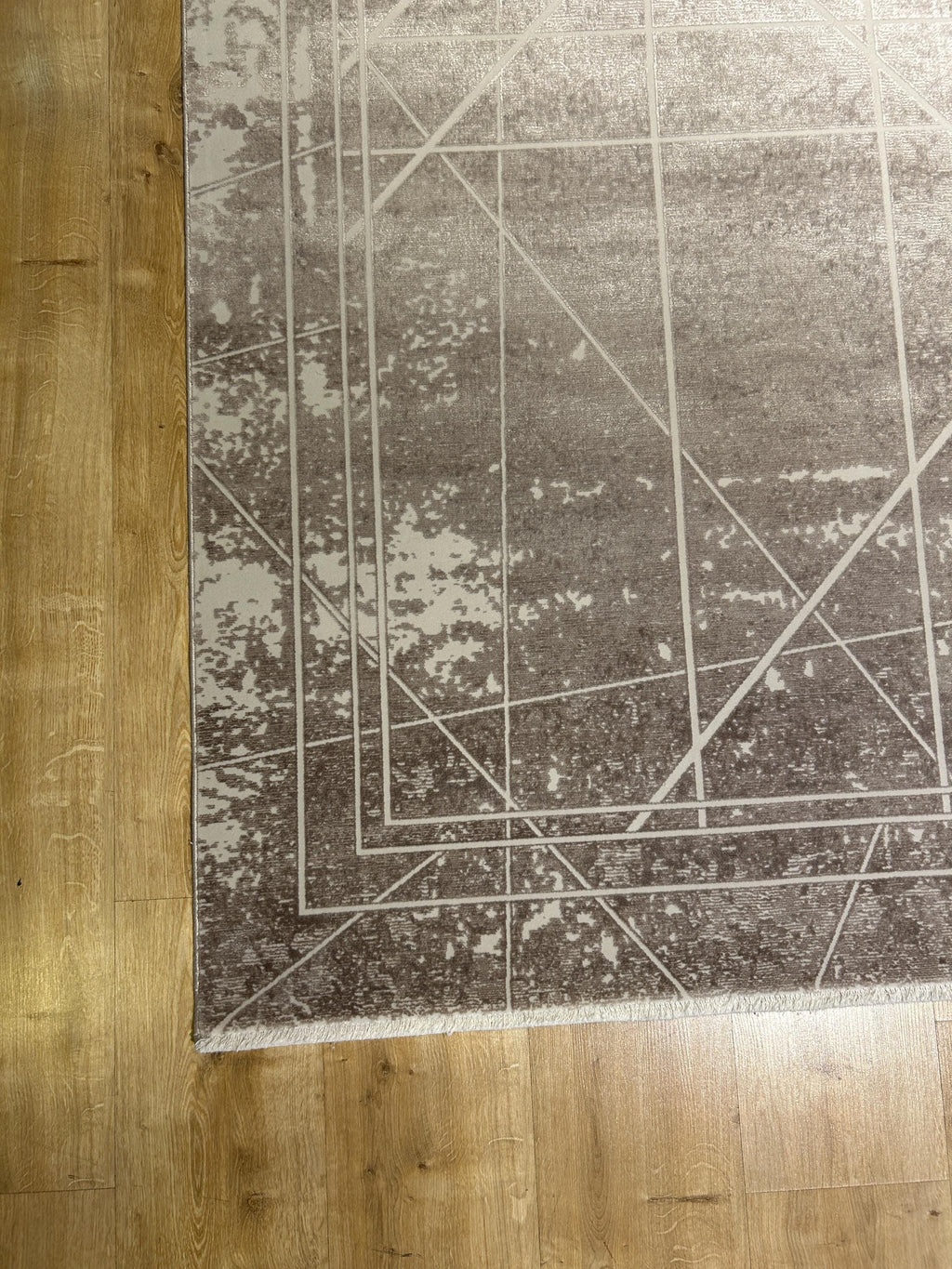 7x10 ft Gray Bamboo Rug, Geometric Striped Pattern, Abstract Modern Area Rug