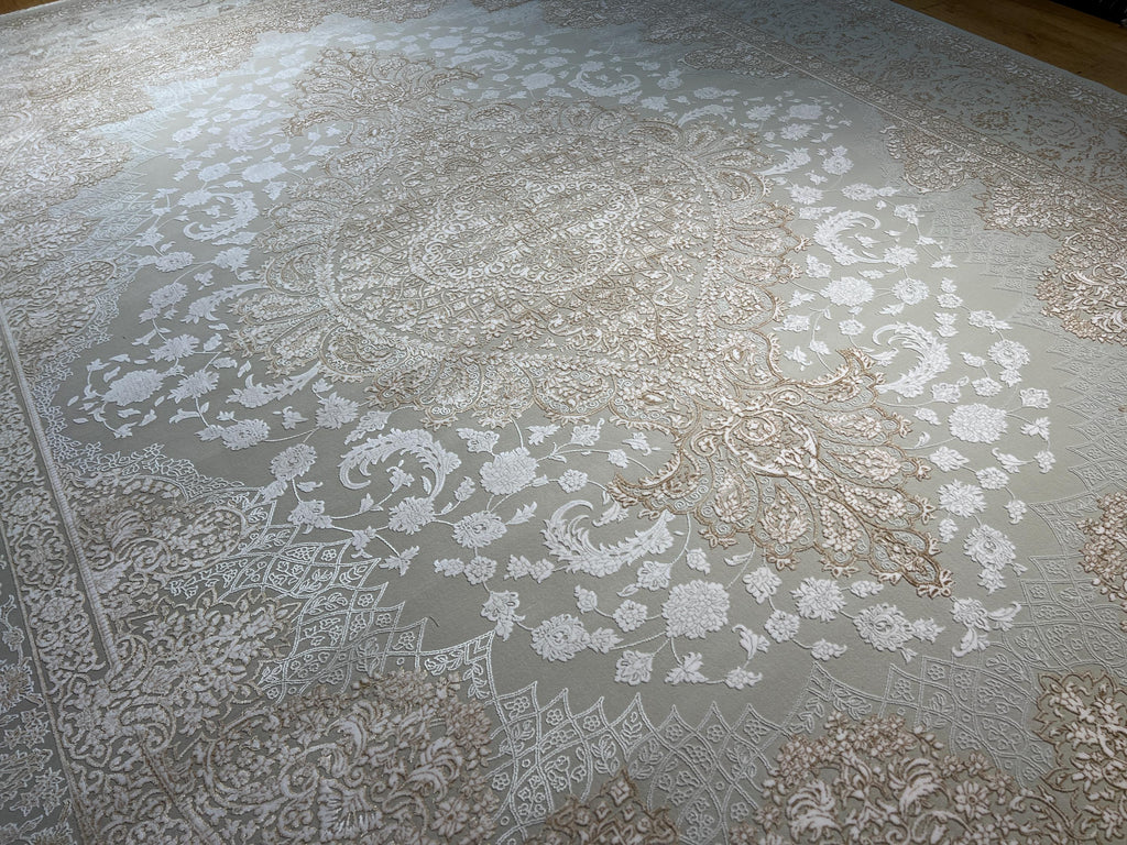 10x13 ft Gold Beige Medallion Bamboo Classic Area Rug
