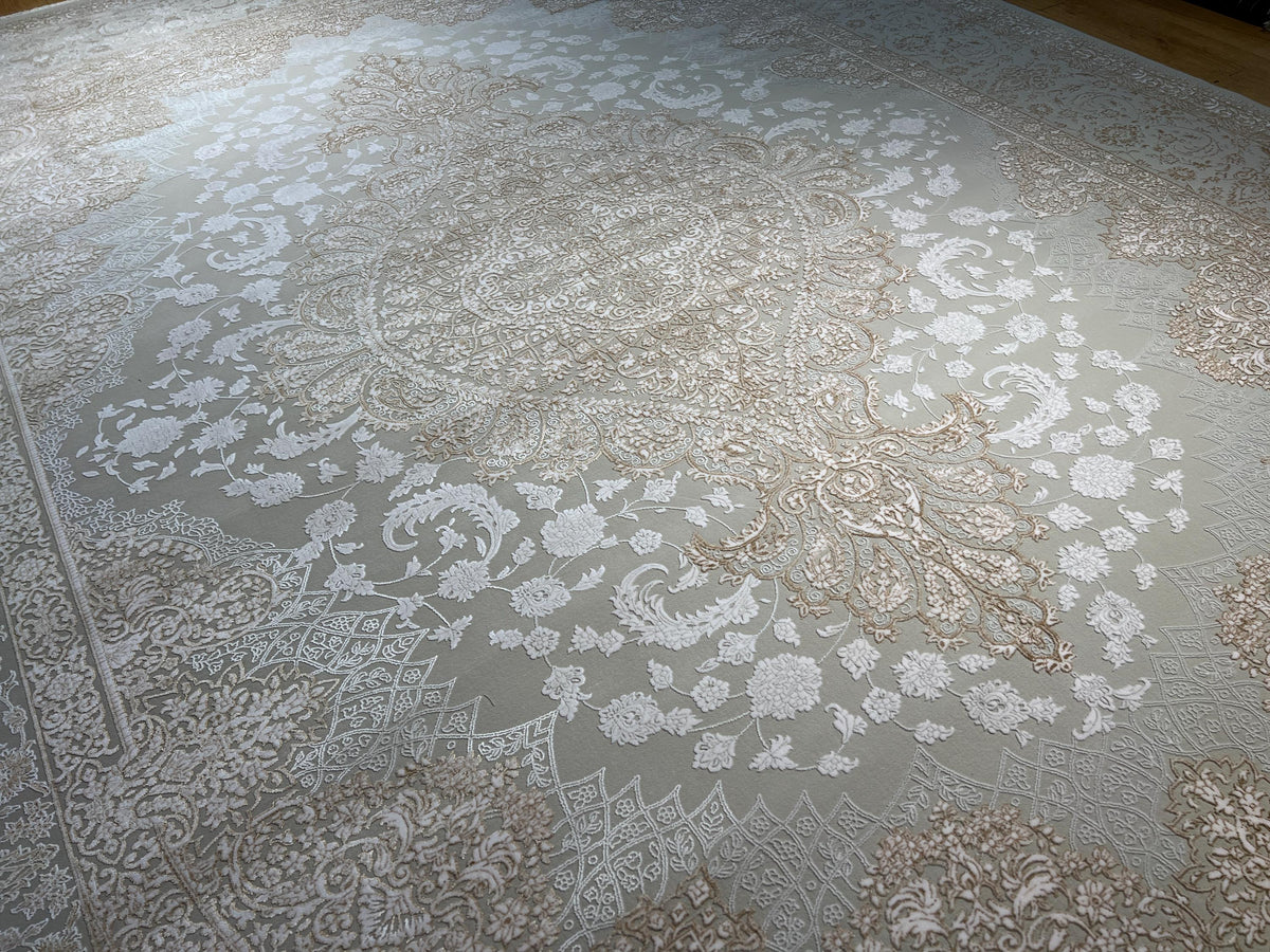 10x13 ft Gold Beige Medallion Bamboo Classic Area Rug