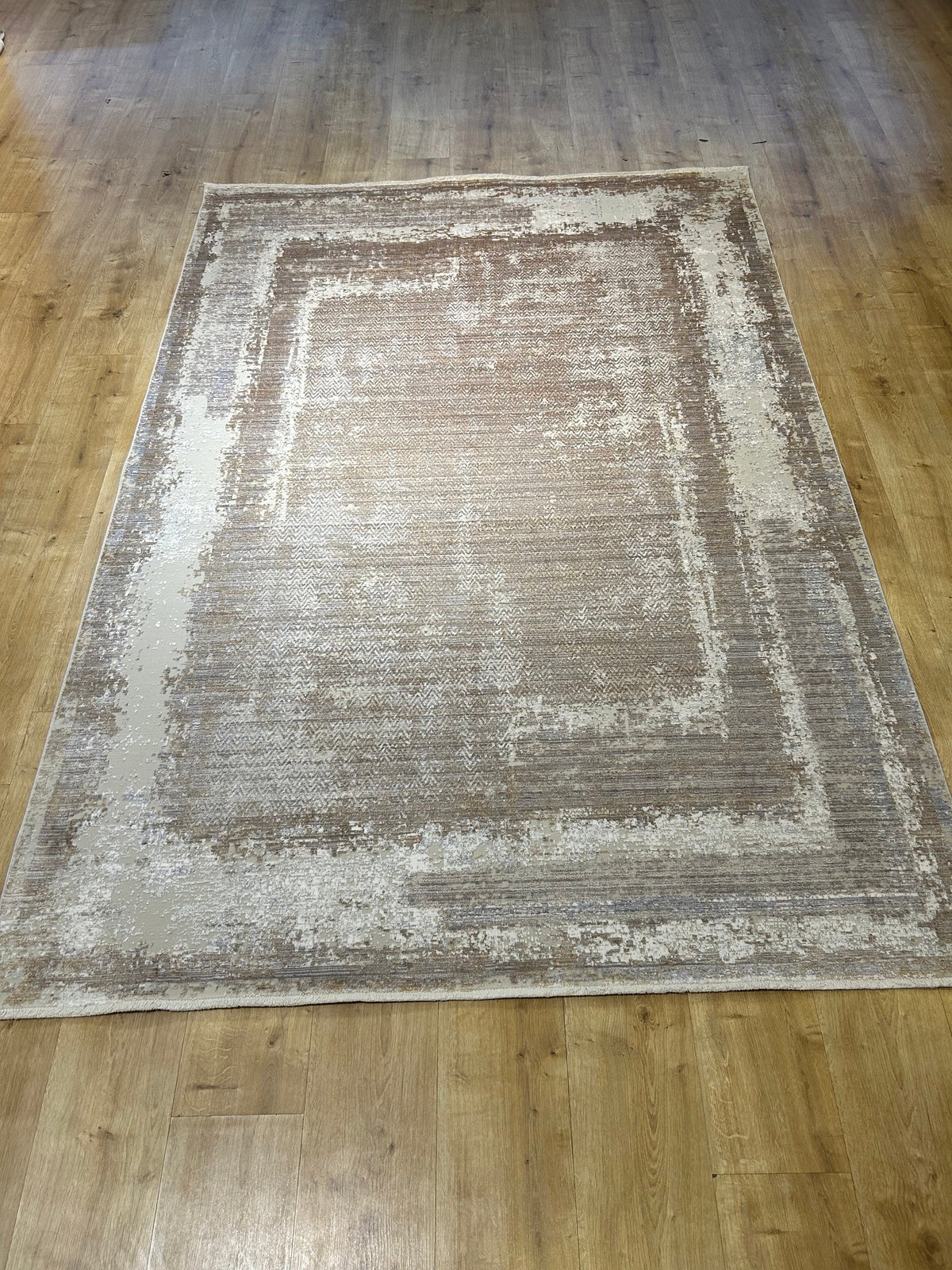 Brown Beige Bamboo Rug, Abstract Modern Area Rug