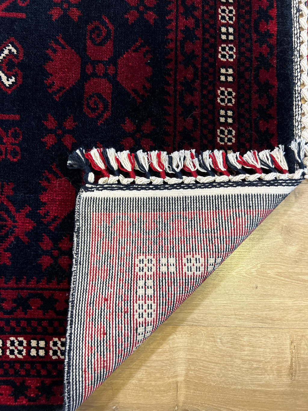 3x5 ft Dark Blue Red Carpet, Anatolian Style Rug, Turkish Pattern Carpet, Authentic Patterned