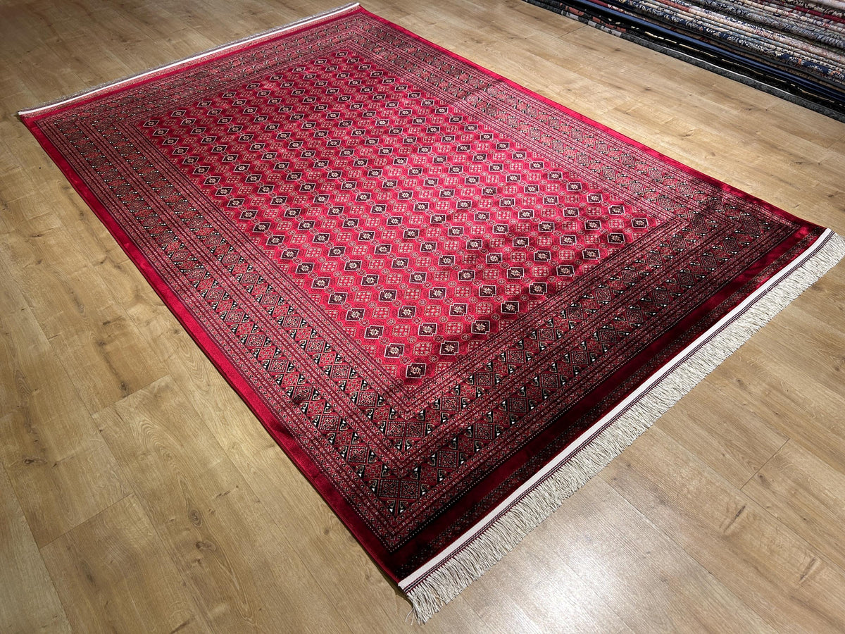 5x8 ft Red Silk Rug, Traditional Turkish Style Silk Carpet